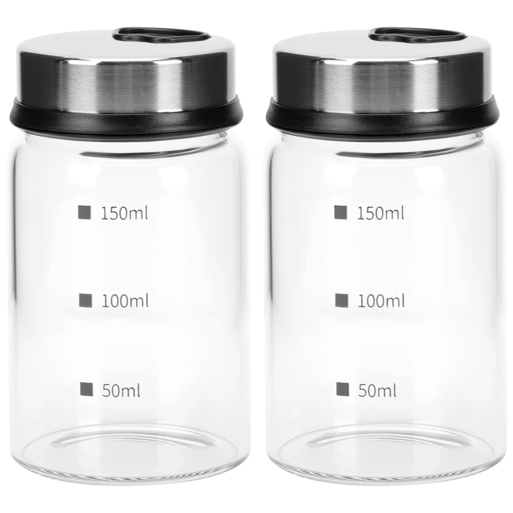 2PCS Kitchen Household Restaurant Hotel Metering Glass Seasoning Bottles