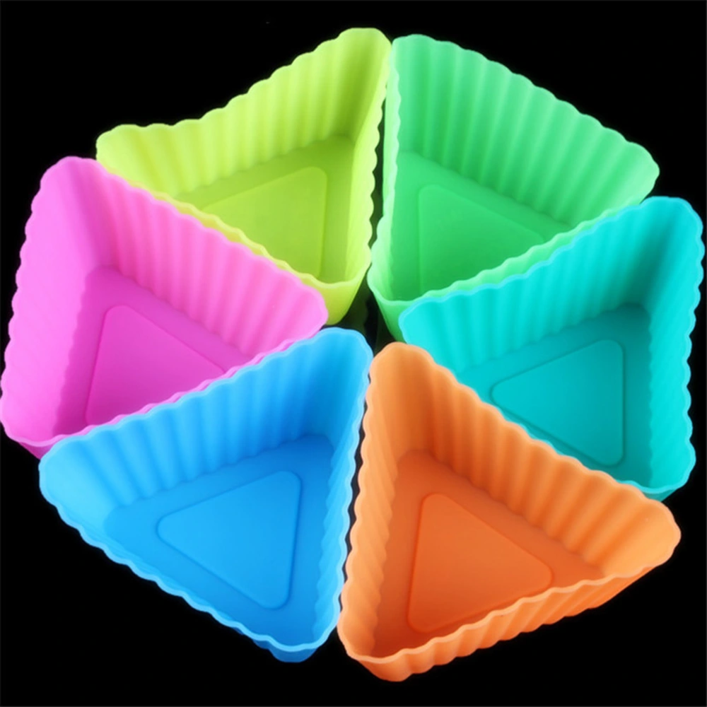 Silicone Mini Baking Cup Triangle Reusable Muffin Cake Cupcake Liners Mold (Random Color)