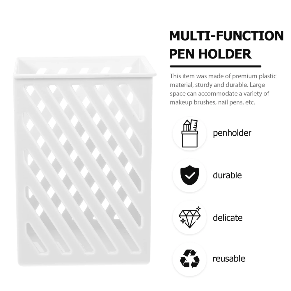 2Pcs Wall Mounted Pen Holder Simple Style Pencil Case Plastic Makeup Brush Holder Pen Container