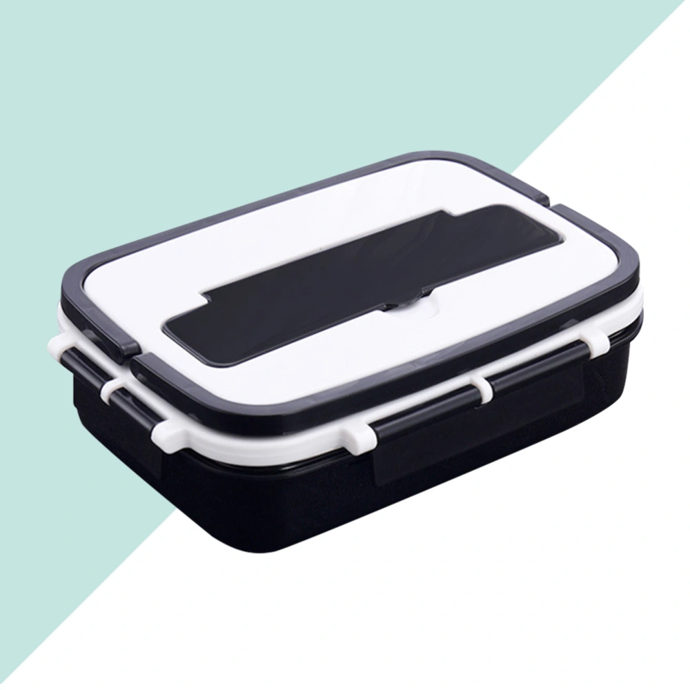 Double-layer Ironing Resistant Dining Box Stainless Steel Handle Meal Box Portable Lunchbox No Tableware Black