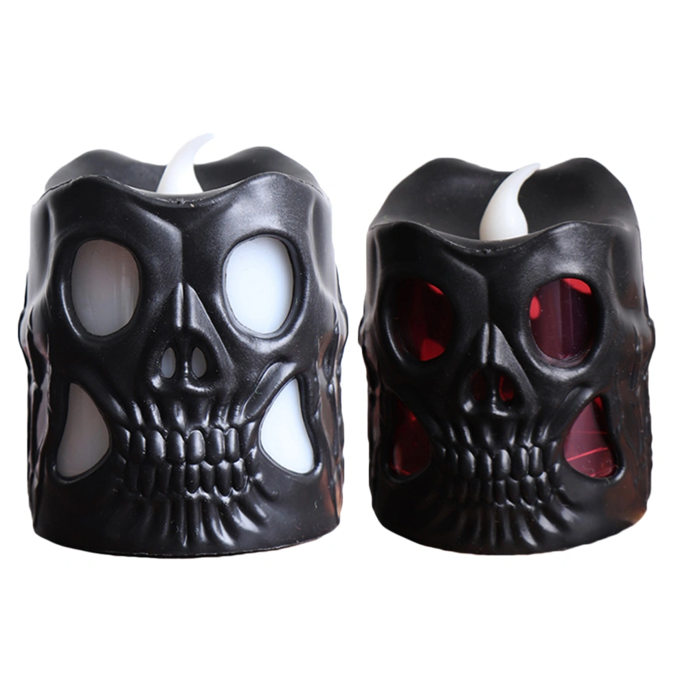 2pcs Halloween LED Candle Lights Skeleton Colorful Night Light Party Decoration for Bar Home Garden (Black, White Eyes & Black, Red Eyes)