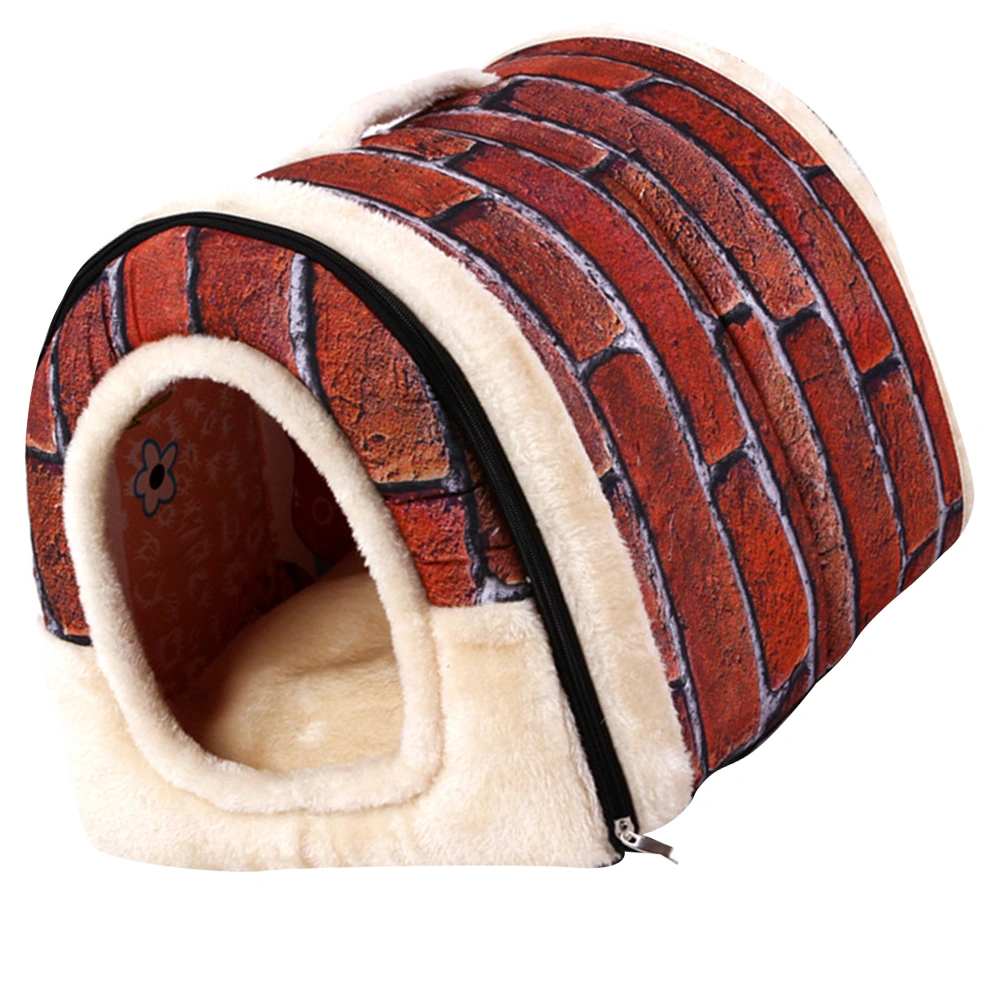 1PC Stylish Pet Nest Detachable Dog Kennel Retro Wall Brick Cat House Pet Sleeping Bed Pet Supplies for Cat Dog (Assorted Color Size S)