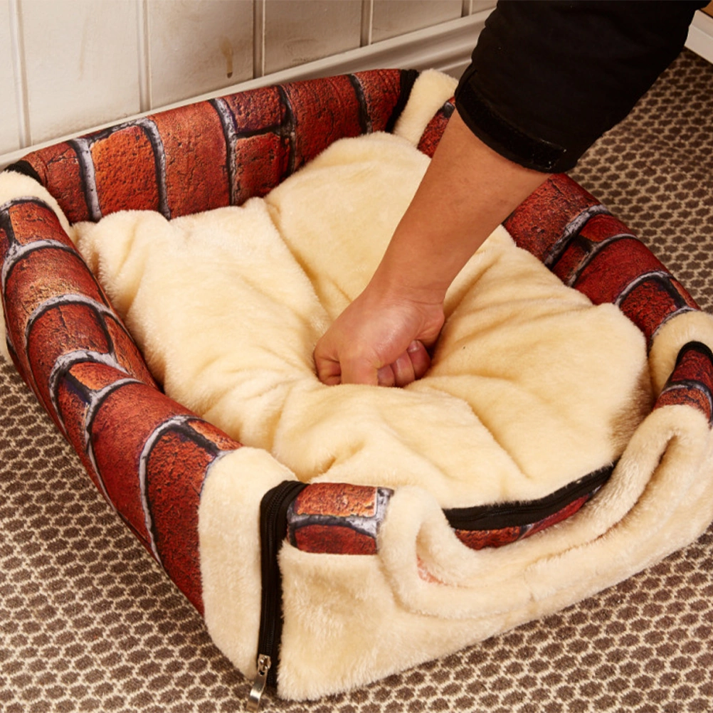 1PC Stylish Pet Nest Detachable Dog Kennel Retro Wall Brick Cat House Pet Sleeping Bed Pet Supplies for Cat Dog (Assorted Color Size S)