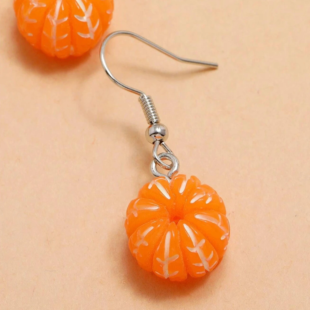 2 Pairs Oranges Shaped Earrings Lady Lovely Earrings Fashion Ear Jewelry Decors