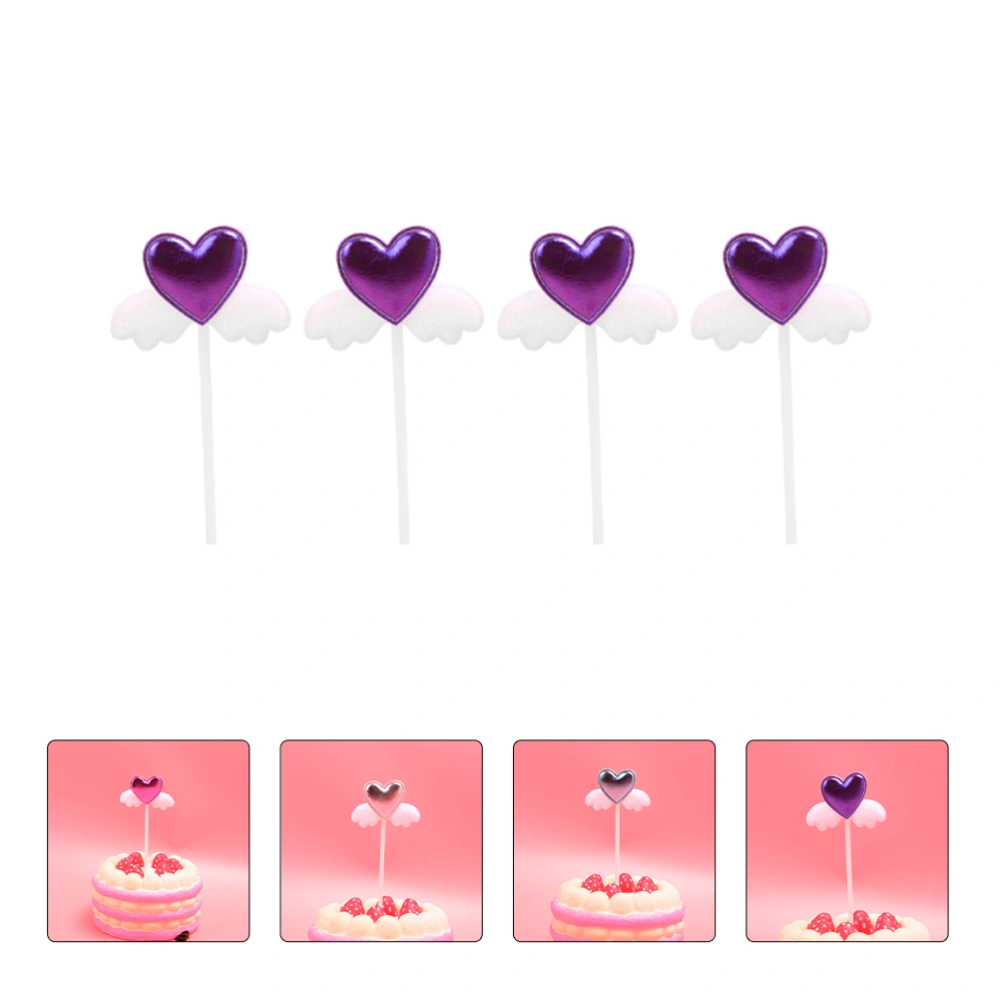 20Pcs Heart Wings Cupcake Topper Angel Wings Picks Cake Decor (Random Color)