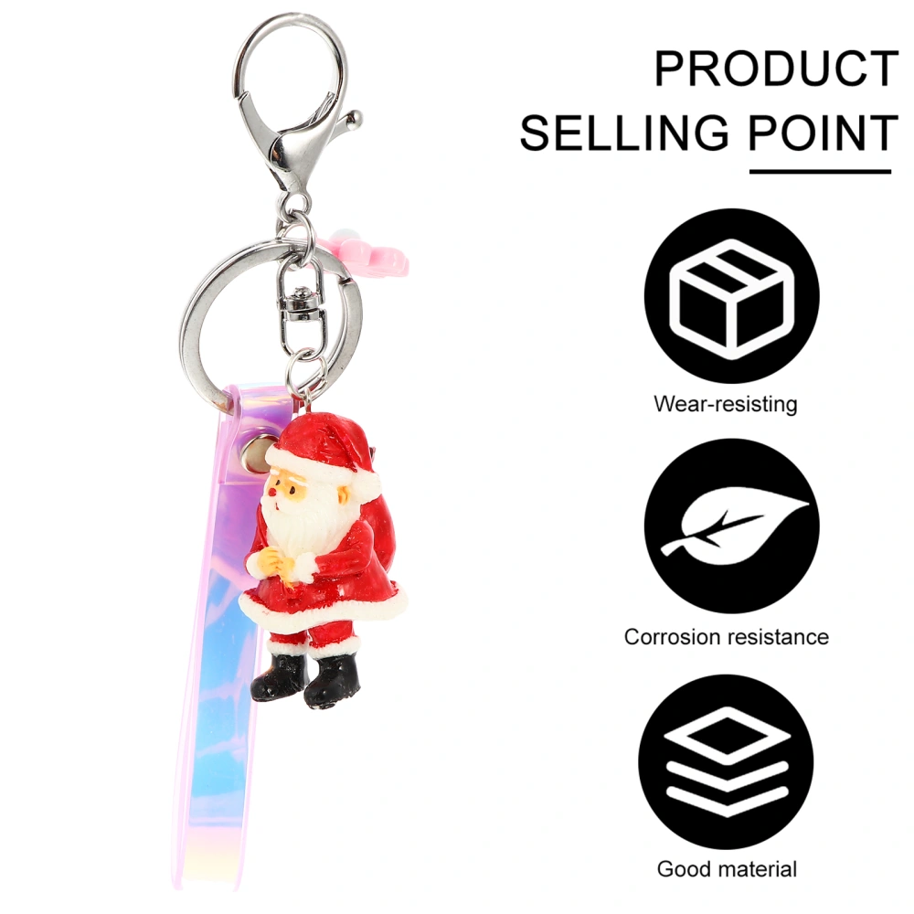 1 Pc Christmas Resin Key Chain Retro Santa Clause Hide Rope Keychain (Red)