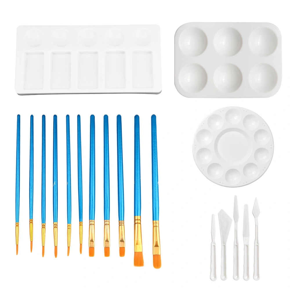 1 Set of 18pcs Painting Kit Nylon Brushes Drawing Board Oil Painting Accessory