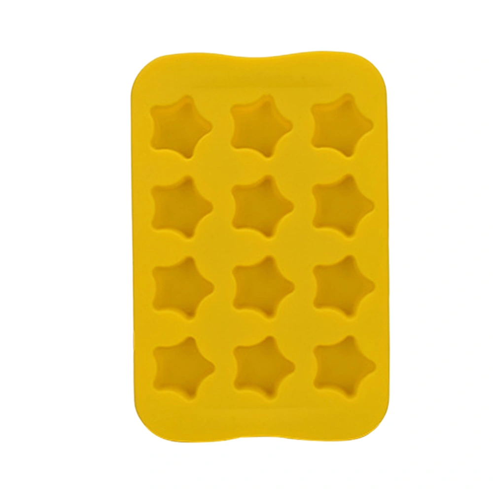 DIY 12 Cavities Ice Cube Tray Star Shaped Ice Making Mold Chocolate Mould Kitchen Accessories (Yellow)