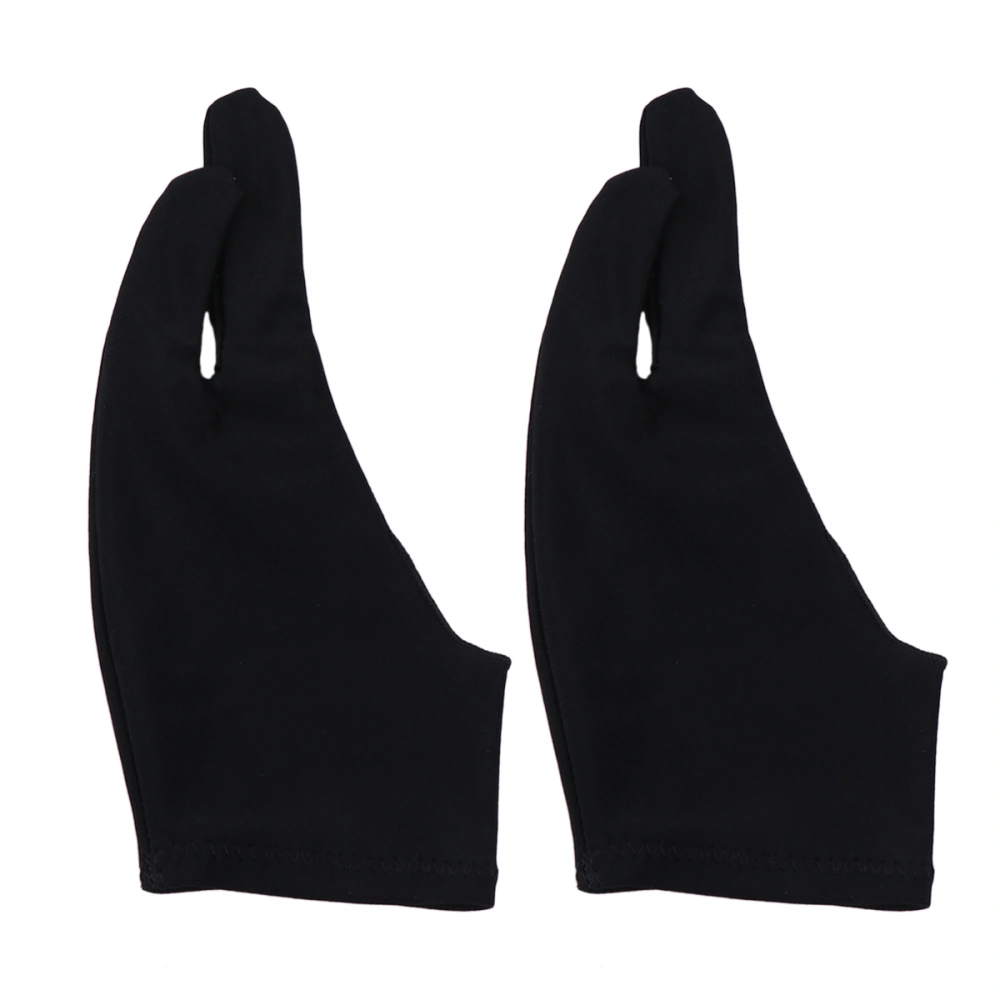 2 Pcs Two Finger Painting Glove Artist's Drawing Anti-Fouling Glove Sketch Curved Gloves- Size S(Black)