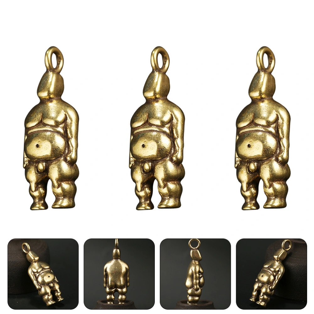 3Pcs Creative Craft Figure DIY Adornments Brass Pendants Keychain Pendants