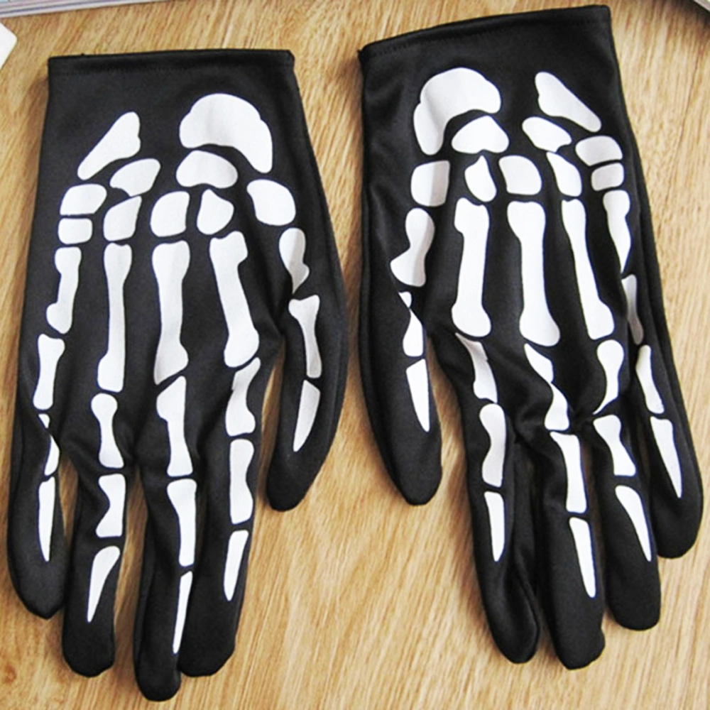 A Pair of Halloween Gloves Scary Skull Finger Ghost Paw Gloves Adult Gloves Unisex Halloween Easter Ghost Festival Prop (Random Color)