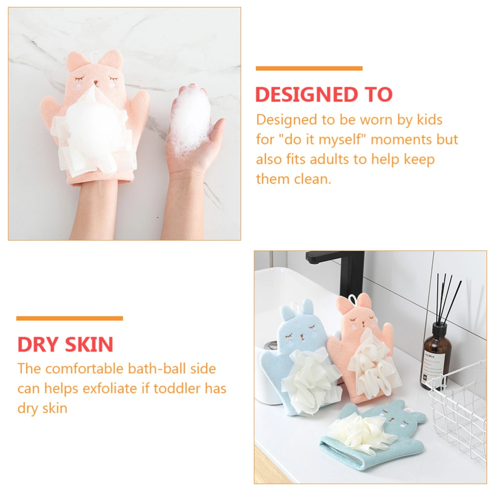 2 Pcs Dual-use Shower Sponge Loofah Baby Exfoliating Gloves Kids Sponge Scrubber