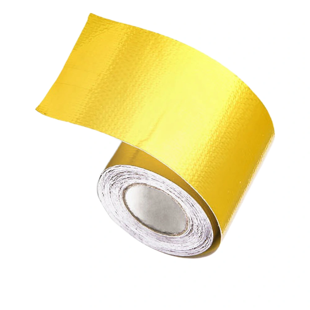 500x5x0.1cm Aluminum Tape High Temperature Resistant Aluminum Foil Fiber Cloth for Exhaust Pipe Range Hood Industry (Golden)