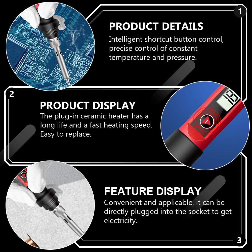 Digital Display Soldering Iron Digital Display Electric Soldering Iron Welder Tools US Plug (Red)