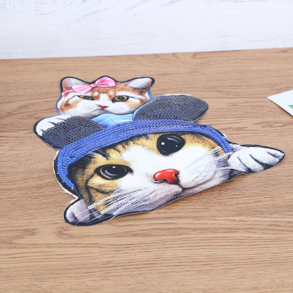 Cat Decor Clothing Patch Sticker Shining Embroidery Patch Digital Printing Hole Filling Patch Sticker Accessory for Clothing T-Shirt Bags Crafts