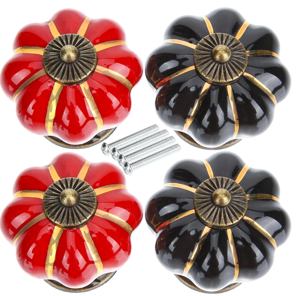 4pcs Drawer Knobs Pumpkin Shape Cabinet Handles Ceramic Wardrobe Door Pulls