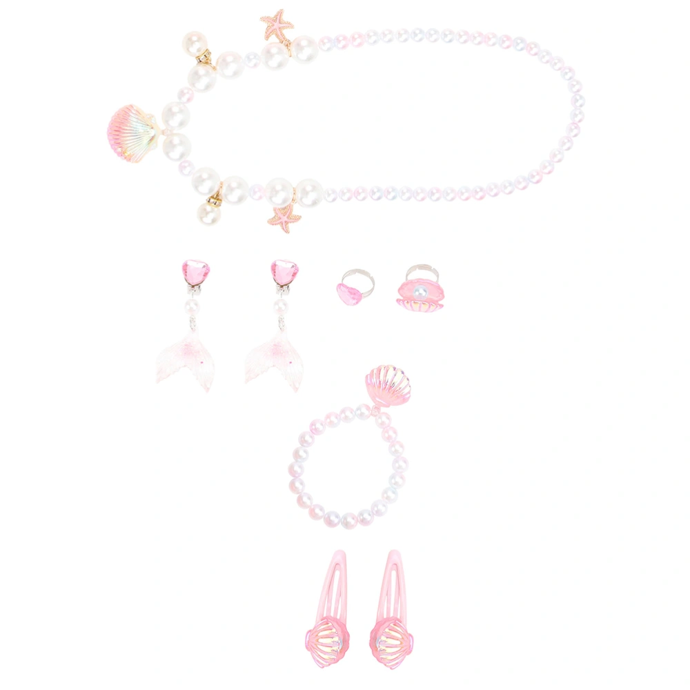 1 Set Children Jewelry Necklace Bracelet Ring Earring Set  (Assorted Color)