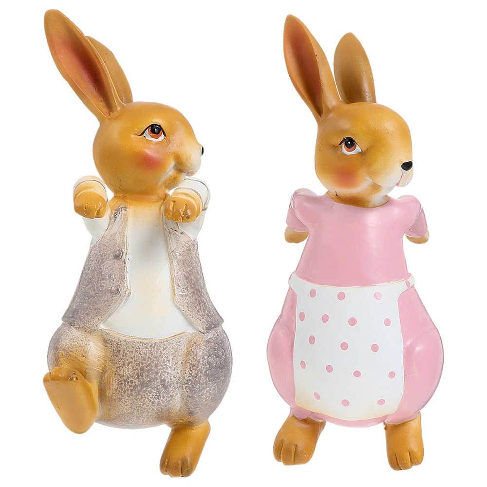 2pcs Home Rabbit Decoration Gardening Miniature Climbing Rabbit Ornament