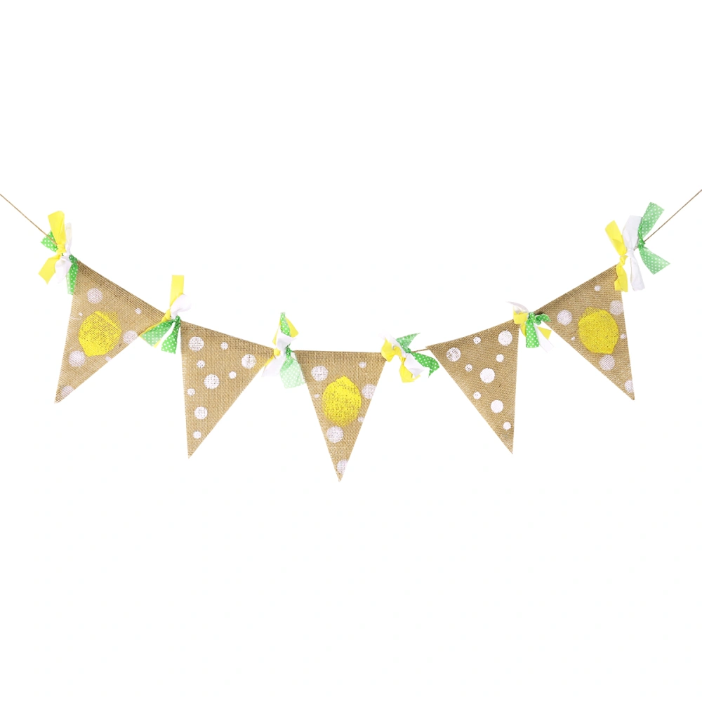 OULII 2M Yellow Lemon Theme Pennant Banner Flag Baby Anniversary Party Decoration Birthday Party Supplies