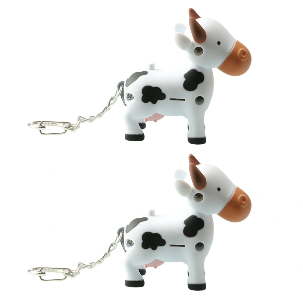 2 Pcs Light Sound Keyrings Cartoon Style Key Rings Bag Hanging Pendant