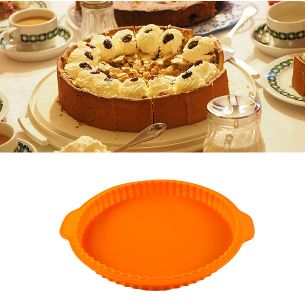 1pc Baking Gadget Round Shape Food Grade Silicone Cake Mold Baking Tray Baking Tool for Home (Orange)