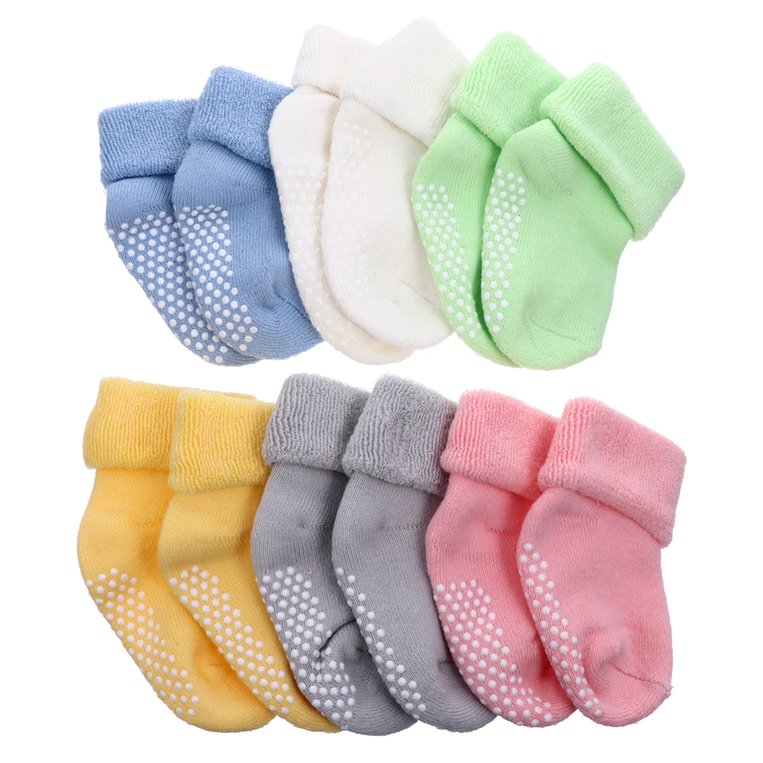 6 Pairs of Baby Thick Anti-skid Socks Infant Breathable Cotton Socks(S)