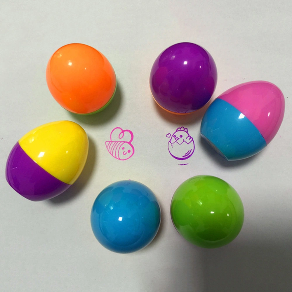 12Pcs Children Toys Colorful Egg Shaped Stampers Seals Kit for Easter Eggs Hunt Game Party Stamps Activities