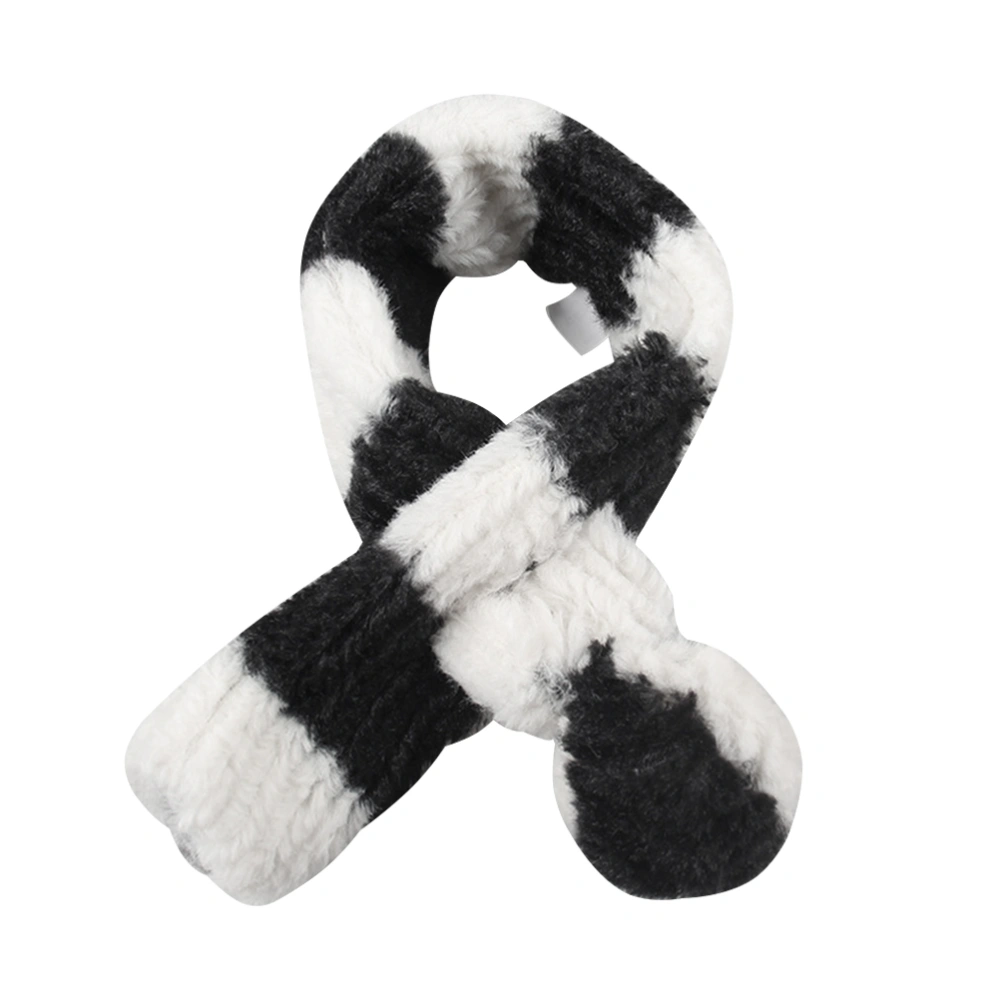 1 Set Pet Winnter Costume Warm Stripe Scarf and Hat Set for Dogs Cats - Size S (White and Black)