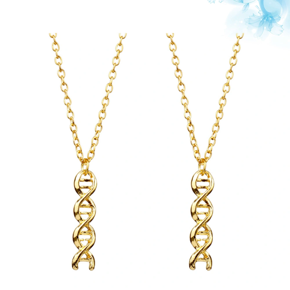 2pcs Golden Graduation Necklace Chemical Structure Molecule Pendant Exquisite Spiral Necklace Jewelry Souvenir Alloy Gift Ornaments 