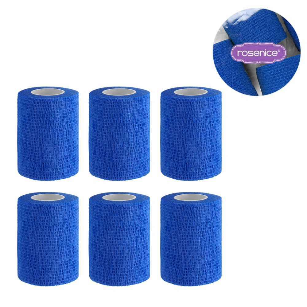 ROSENICE 6 Roll 7.5x450cm Medical Self-Adhesive Elastic Bandage Self Adherent Cohesive Wrap Bandages for Athletic (Blue)