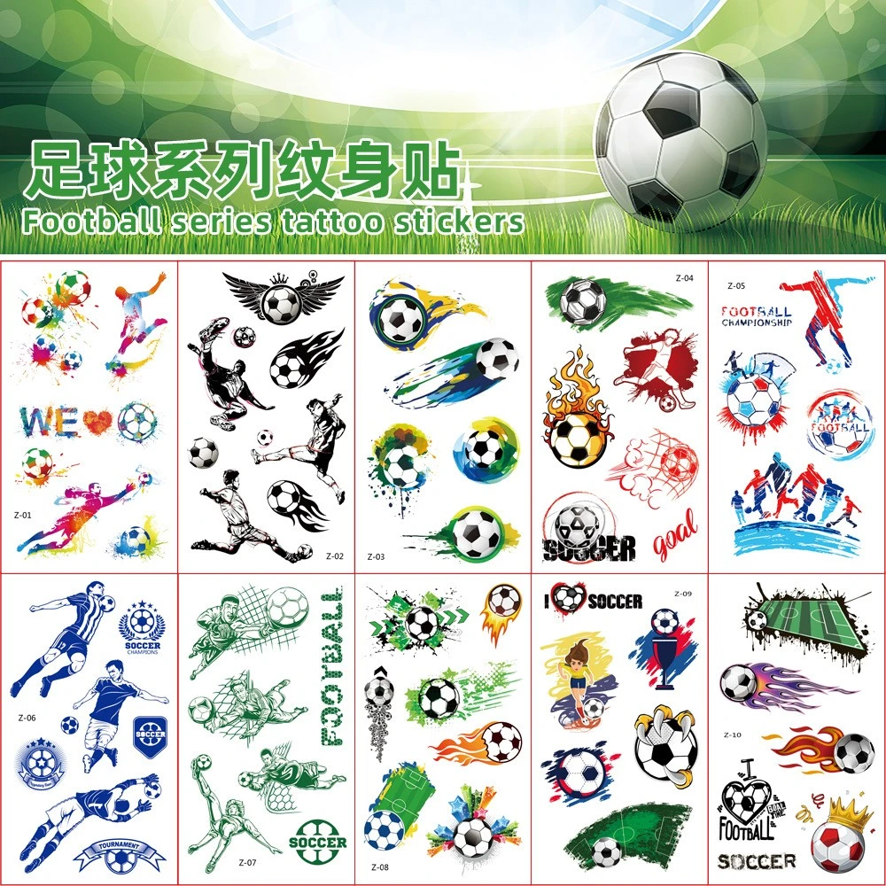 10 Sheets Body Temporary Tattoos Kids Soccer Ball Tattoos Sticker Soccer Ball Series Tattoos