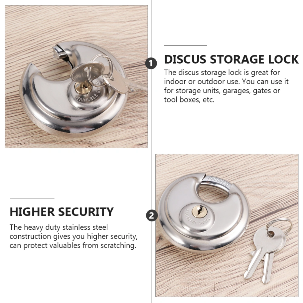 2 Sets Stainless Steel C Shaped Round Lock Warehouse Gate Lock Anti-theft Lock