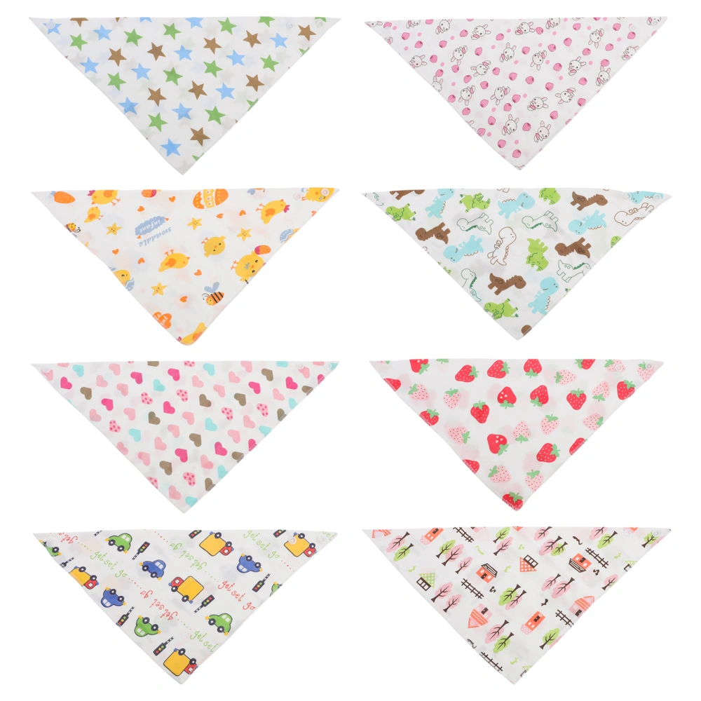 8Pcs Baby Eating Drool Towels Lovely Baby Saliva Bibs Meal Bibs Baby Supplies (Assorted Color)