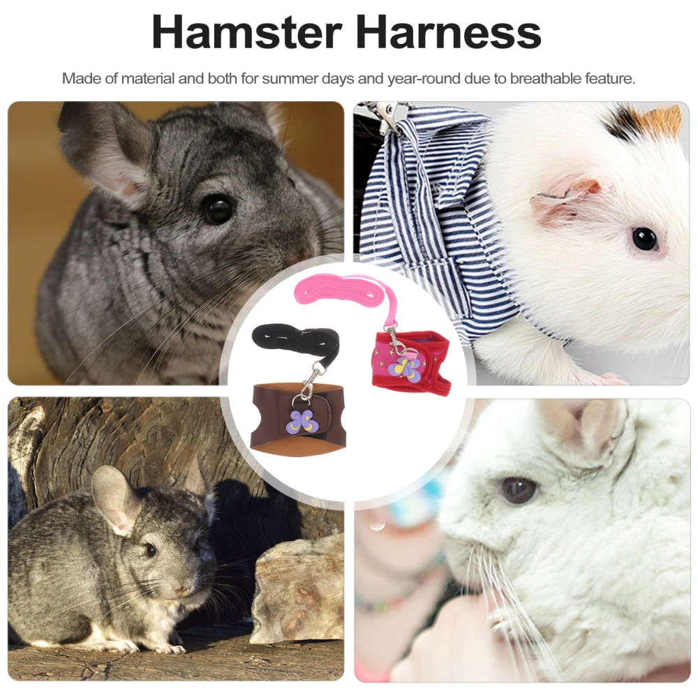 2 Sets of Small Animal Harness Outdoor Traction Strap Hamster Chest Belt Breathable Harness Size M + S