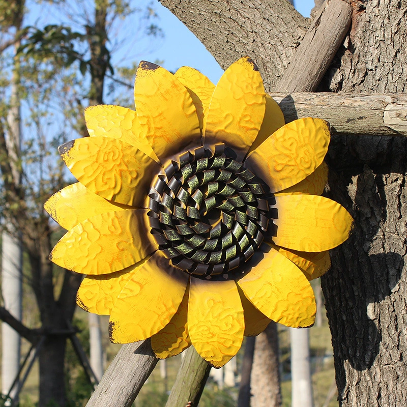 Iron Art Welcome Sunflower Wall Mount 3D Sunflower Decoration Garden Hanging Sunflower Decor