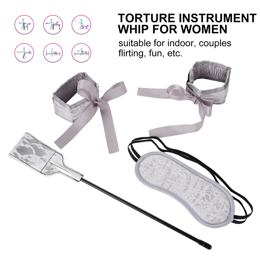 3pcs Lace Hand Paddle Blindfold and Wrist Cuffs Cosplay Sex Toys Set for Adults