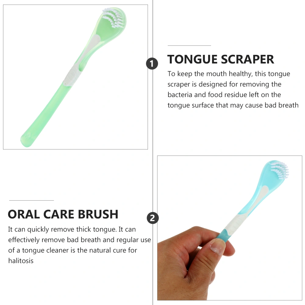 2pcs Adult Tongue Scraper Cleaner Travel Home Healthy Oral Care Tongue Brush