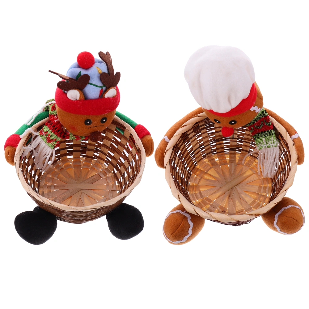 2pcs Christmas Candy Snack Baskets Christmas Desktop Ornaments Xmas Decor