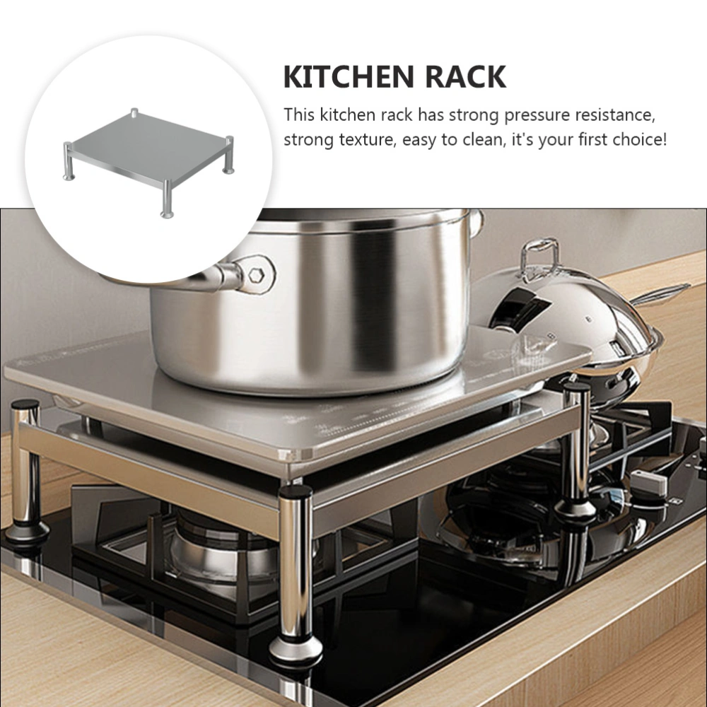 1Pc Stainless Steel Induction Cooker Rack Kitchen Stove Storage Shelf Silver