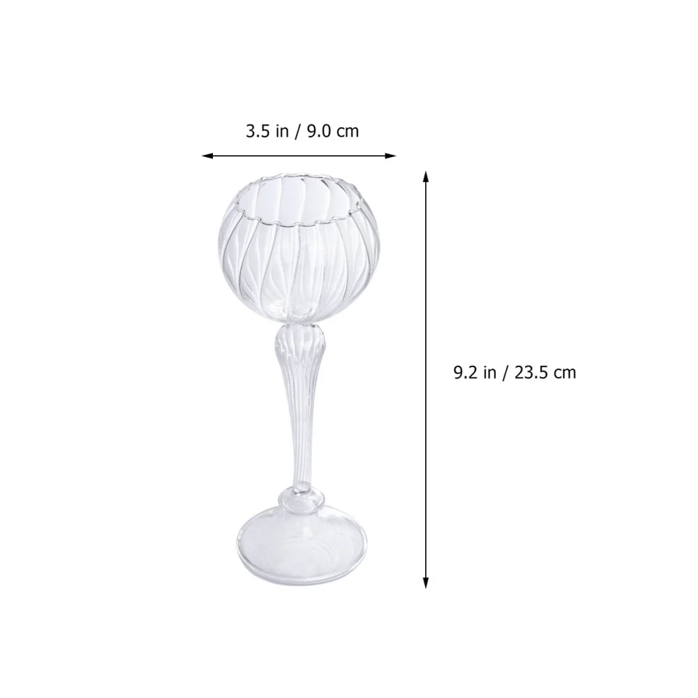 1Pc European Style Goblet Design Candlestick Handmade Glass Candle Holder Decoration Romantic Desktop Adornment for Home Restaurant