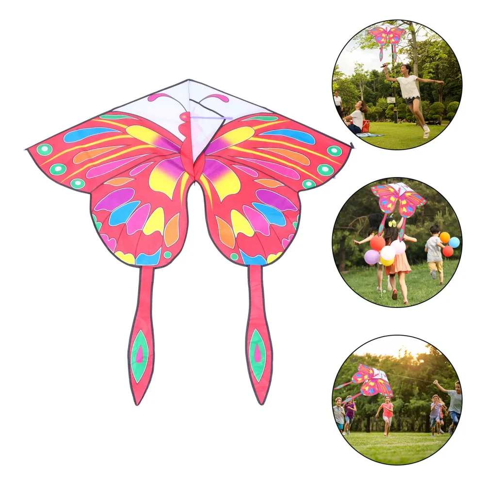 1pc Kids Cartoon Butterflies Kite Easy to Fly Triangle Kite for Outdoor Games