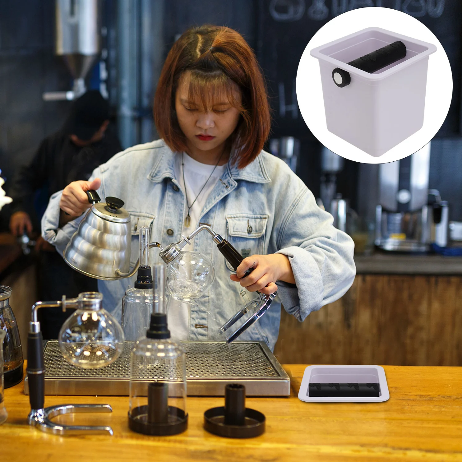 1Pc Coffee Maker Knock Box Accessory Coffee Grounds Container Powder Bucket