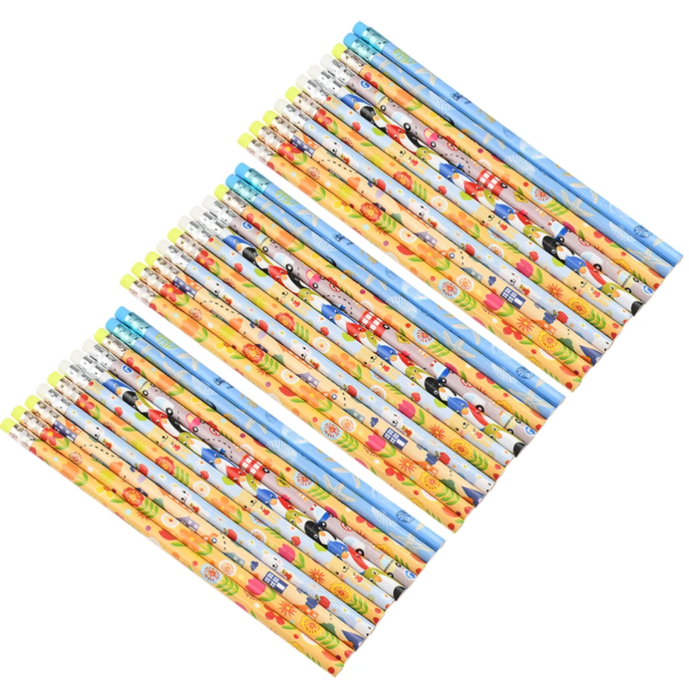 50Pcs Kids Cartoon Pencils Writing Pencils with Erasers Kindergarten Kids Pencils Student Stationery