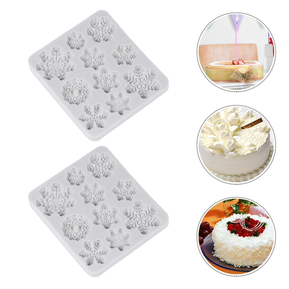 2Pcs Christmas Snowflake Design Silicone Cake Molds DIY Kitchen Baking Molds