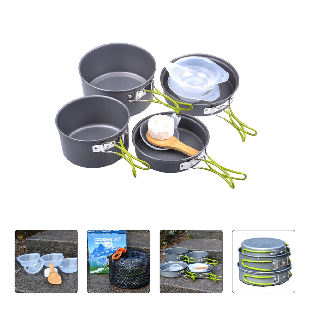 1 Set Camping Cookware Portable Kit Outdoor Cookware Alumina Pot Pan Set