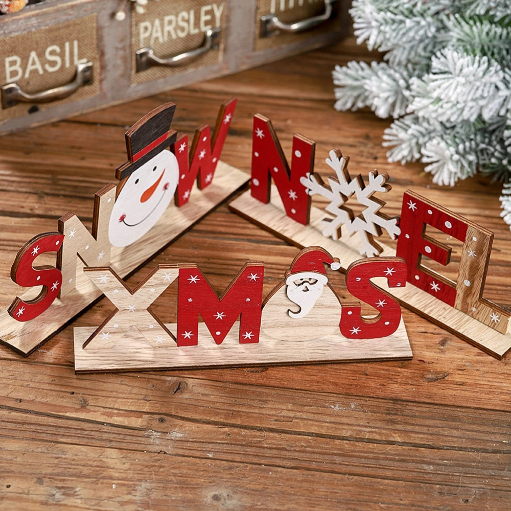 Christmas Snow Wood Sign Christmas Holiday Snowman Wood Plaque Sign Decorative Table Sign Plaque Xmas Party Decoration