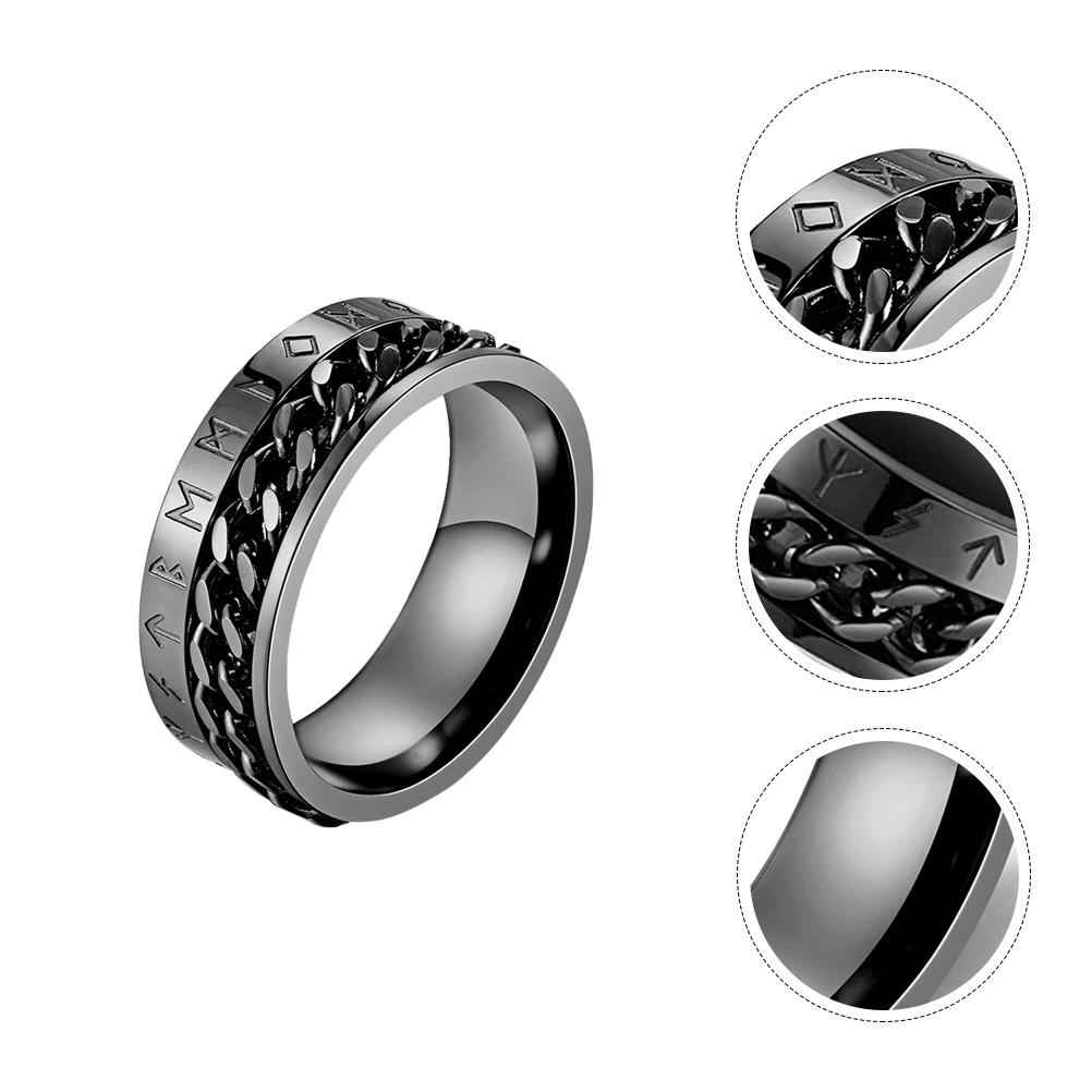 1pc Stylish Viking Letter Ring Man Ring Man Hand Jewelry Titanium Steel Ring