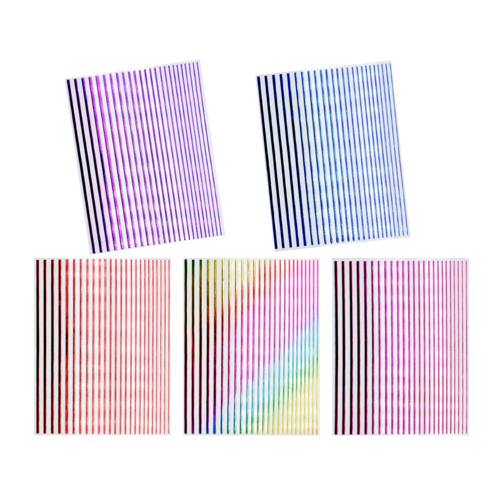 5 Sheets of Aurora Nail Art Sticker Shiny Nail Tip Decal Manicure Decoration for Women Salon (Platinum Red + Platinum Red Purple + Platinum Blue + Platinum Blue Purple + Platinum Dazzle, 1 Sheet/Each)