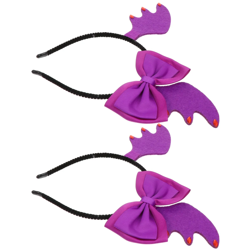 2pcs Halloween Themed Hair Props Party Hair Hoops Bat Wing Hair Hoops