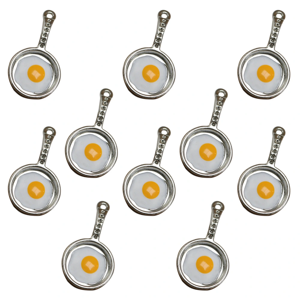 10pcs Fried Egg Pan Pendant Alloy Charms Jewelry Making Accessories for Necklace Bracelet (Antique Silver)